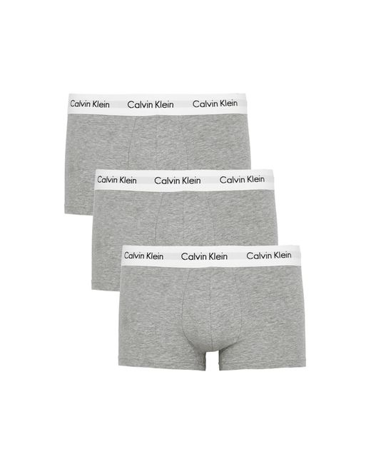 Calvin Klein Gray Stretch-Cotton Low-Rise Trunks for men