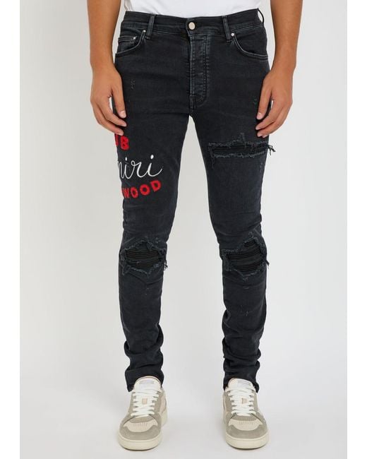 Amiri Blue Club Mx1 Appliquéd Skinny Jeans for men
