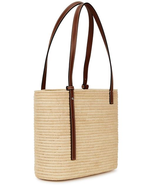 Loewe Brown Small Woven Raffia Basket Bag