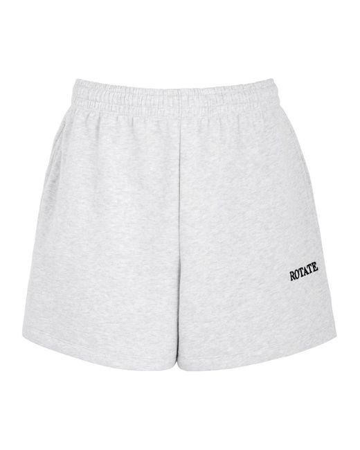ROTATE SUNDAY White Logo-Embroidered Cotton Shorts