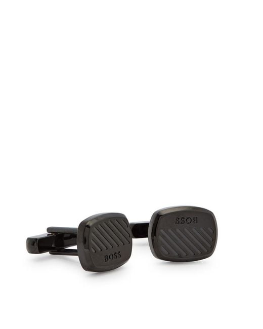 Boss White Casing Logo-Engraved Cufflinks for men