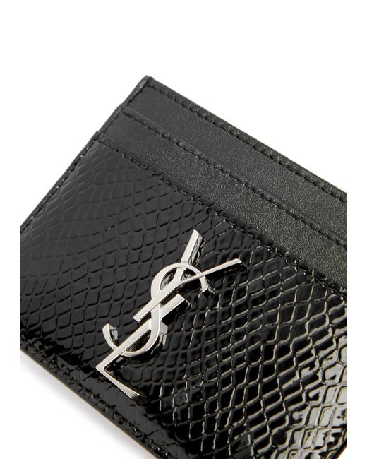 Saint Laurent Black Python-effect Patent Leather Card Holder
