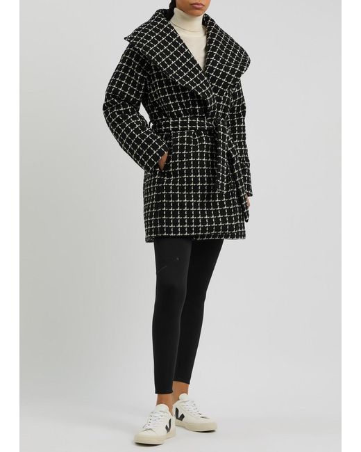 Varley Black Milla Checked Wool-Blend Wrap Jacket
