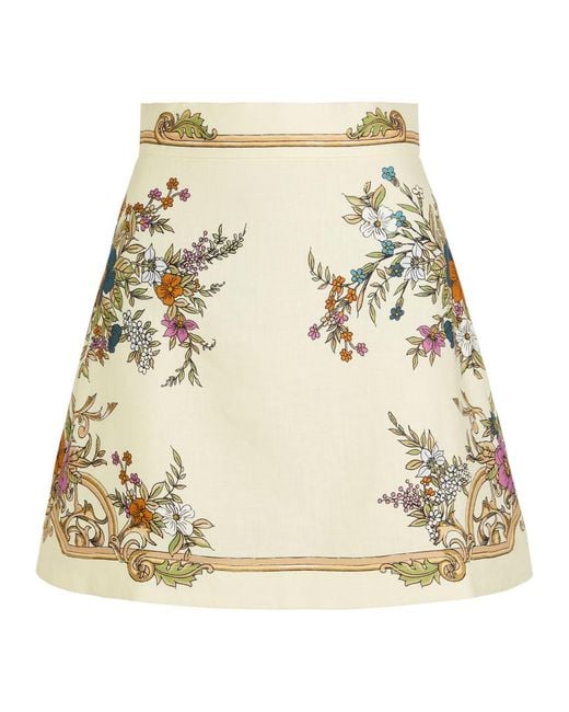 ALÉMAIS Natural Antoinette Floral-Print Linen Mini Skirt