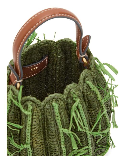 Anya Hindmarch Green Cactus Raffia And Leather Cross-Body Bag