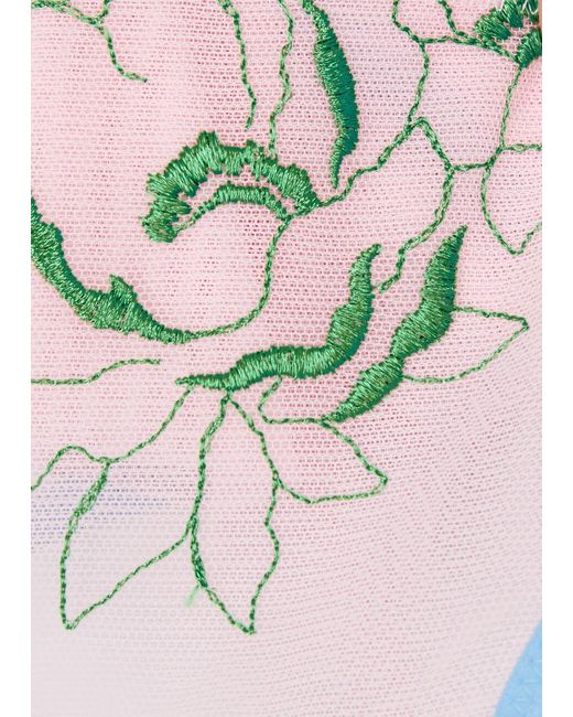 Dora Larsen White Rue Floral-embroidered Tulle Thong