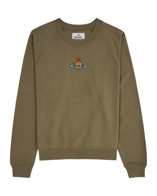 Vivienne Westwood Green Orb-embroidered Cotton Sweatshirt for men