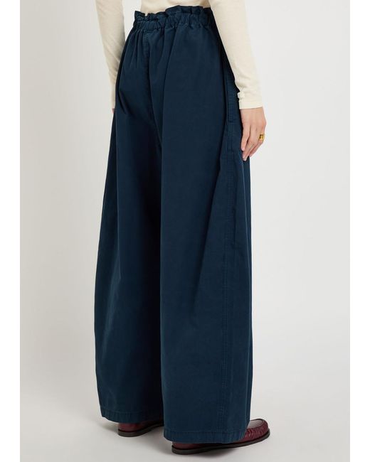 Polo Ralph Lauren Blue Drawstring Barrel-Leg Cotton-Poplin Trousers