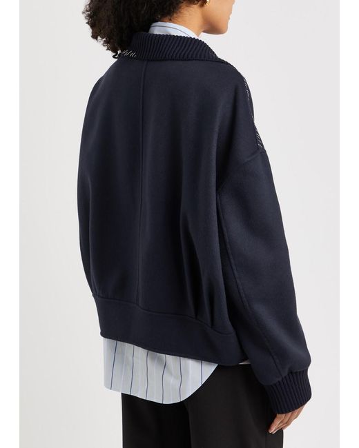 Marni Blue Embroidered Wool-blend Jacket