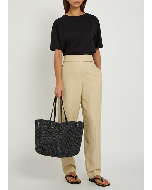 Brunello Cucinelli Black Medium Raffia Tote Bag