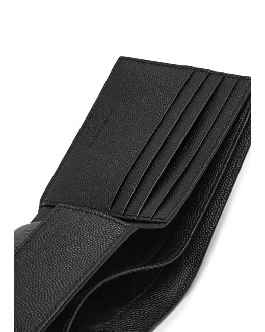 Saint Laurent Black East/West Pebbled Leather Wallet for men