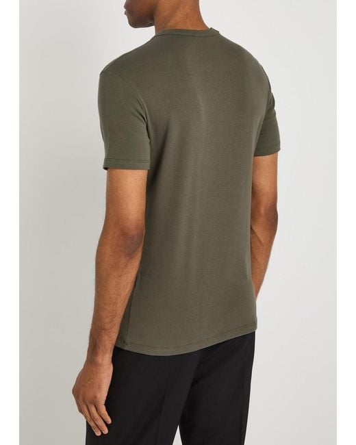 Tom Ford Green Logo-Appliquéd Stretch-Cotton T-Shirt for men