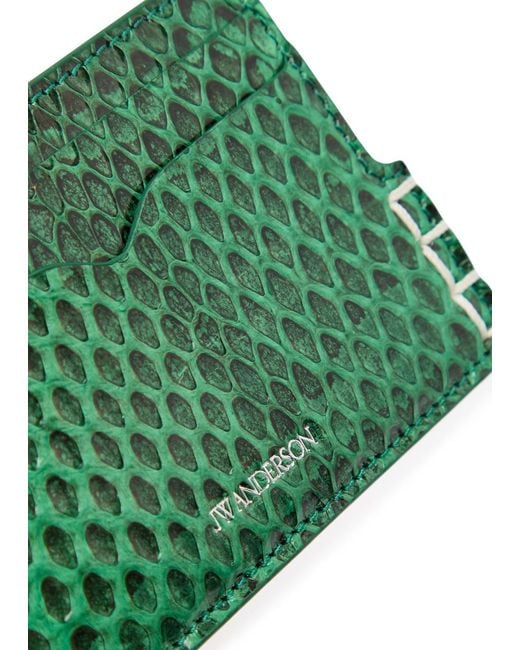 J.W. Anderson Green Loafer Snake-Effect Leather Card Holder