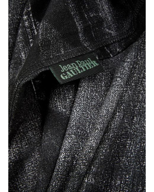 Jean Paul Gaultier Black Denim Trompe L'oeil Stretch-jersey Maxi Skirt