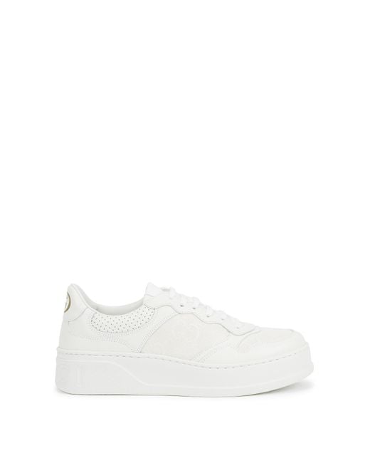 Gucci White Chunky B Leather Sneakers