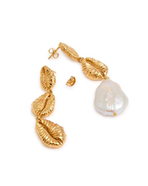 Joanna Laura Constantine Metallic Mismatched Seashell 18Kt-Plated Earrings