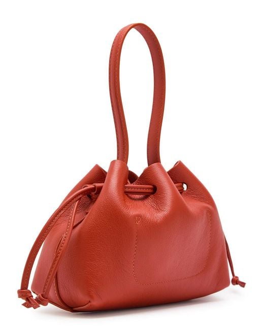 Mansur Gavriel Red Drawstring Leather Pouch