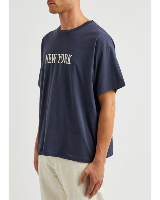 Bode Blue New York Printed Cotton T-shirt for men