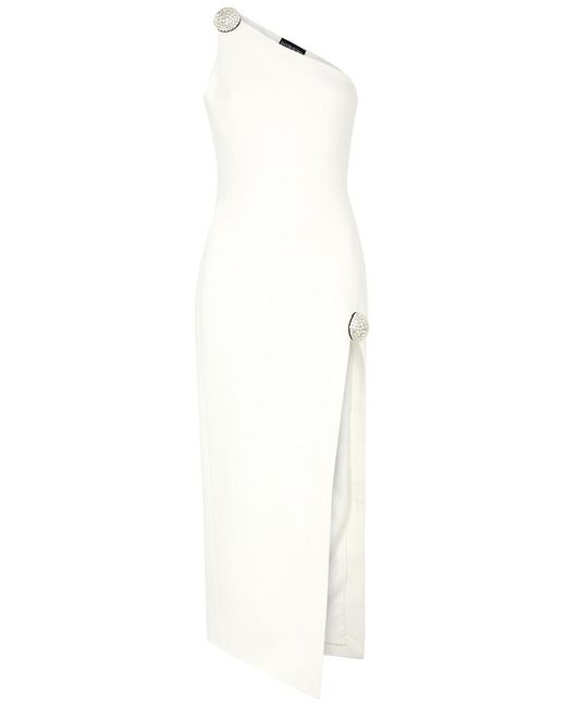 David Koma White One-shoulder Crepe Midi Dress