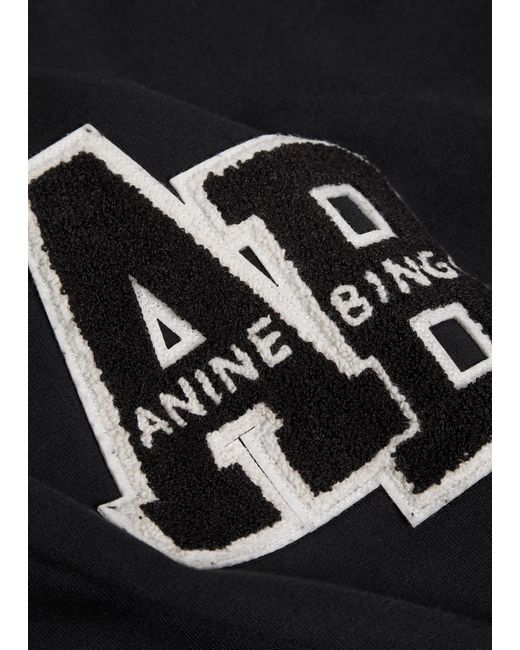 Anine Bing Black Miles Appliquéd Cotton Sweatshirt