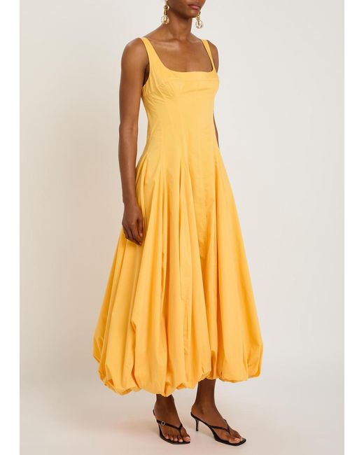 Jonathan Simkhai Yellow Hally Cotton-Blend Poplin Midi Dress