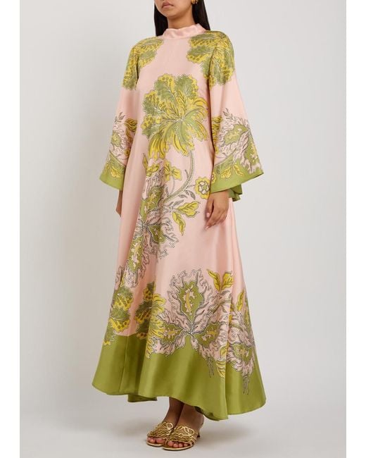 LaDoubleJ Yellow Magnifico Printed Silk Maxi Dress
