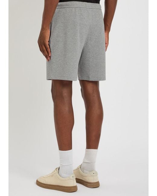 Boss Gray Logo-Embroidered Waffle Cotton-Blend Shorts for men