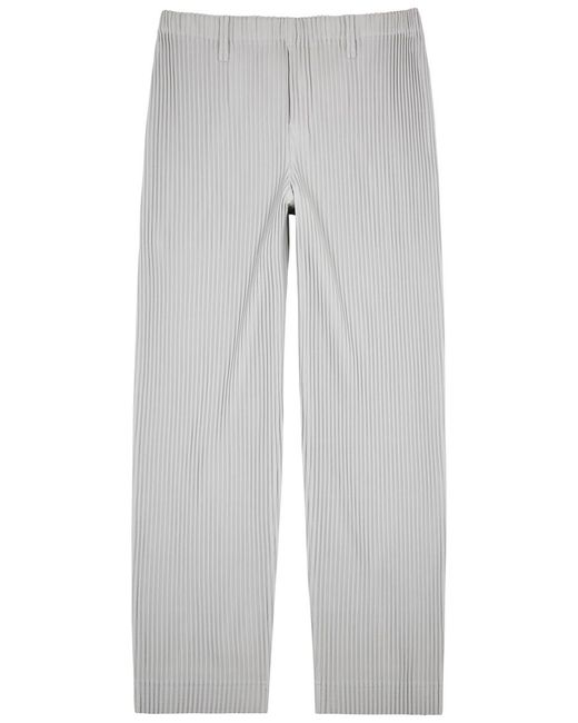 Homme Plissé Issey Miyake Gray Pleated Straight-Leg Trousers for men