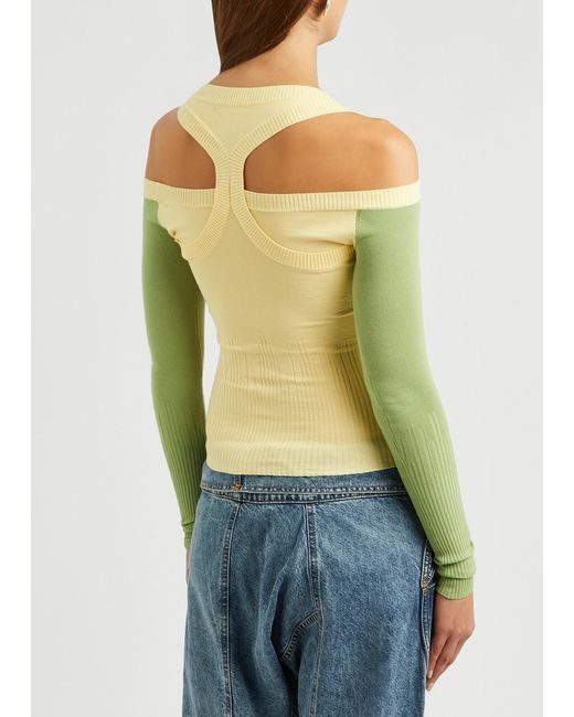 GIMAGUAS Yellow Latte Cut-out Knitted Jumper
