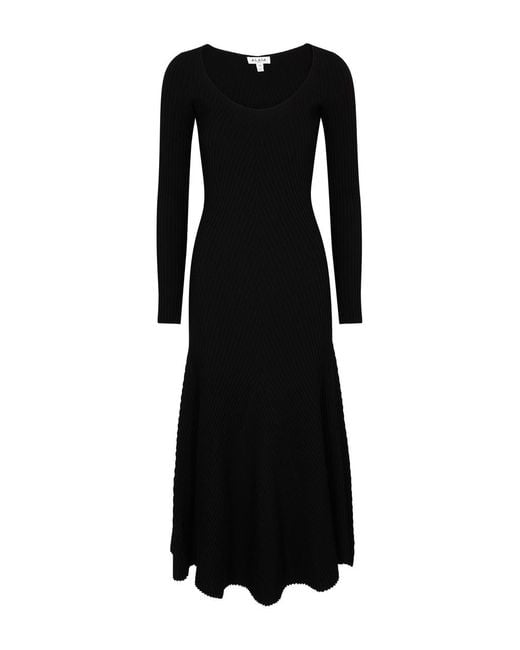 Alaïa Black Alaïa Ribbed Stretch-knit Midi Dress