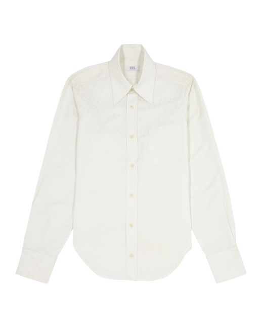 ERL White Logo-jacquard Satin Shirt for men