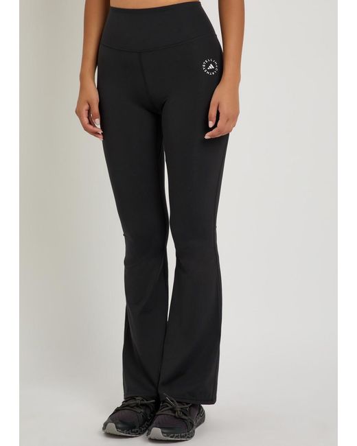 Stella McCartney Black Adidas X Training Logo Stretch-Jersey Flared Leggings
