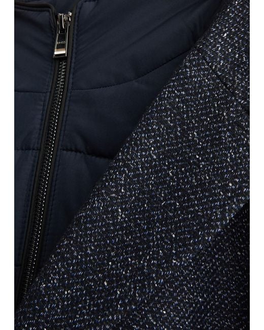 Boss Blue Hyde Layered-Effect Wool-Blend Coat for men