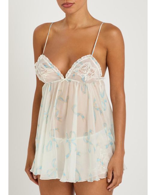 Skims White Lace Silk Babydoll Dress