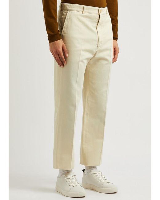 Gucci Natural Cropped Straight-leg Cotton Trousers for men