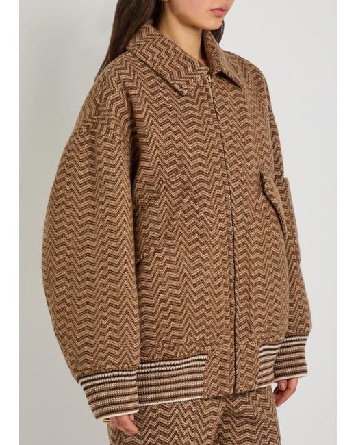 Missoni Brown Zigzag Wool-Blend Bomber Jacket