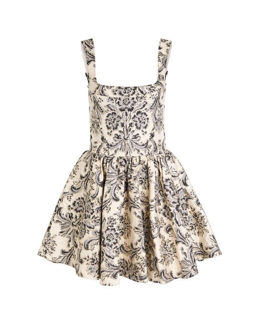 Alice + Olivia White Guinevere Bustier Floral-Jacquard Woven Mini Dress