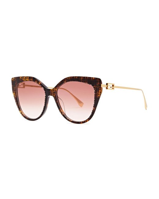 Fendi Brown Baguette Oversized Cat-eye Sunglasses
