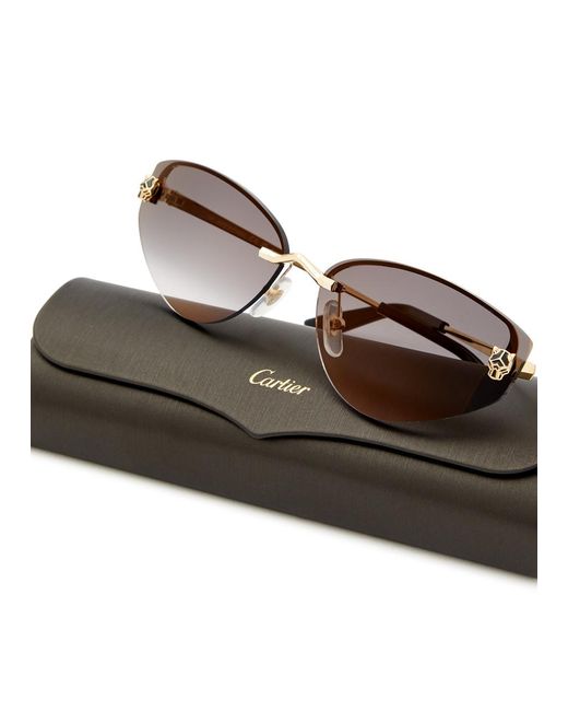 Cartier Metallic Panthère De Cat-eye Sunglasses