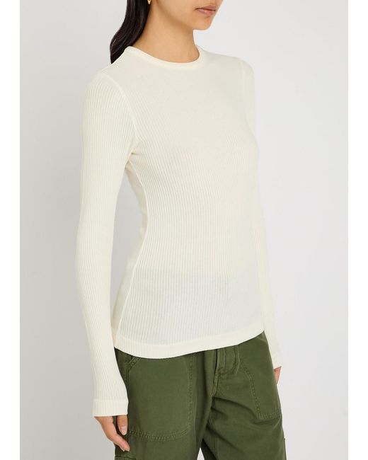 Citizens of Humanity White Bina Ribbed Stretch-Jersey Top