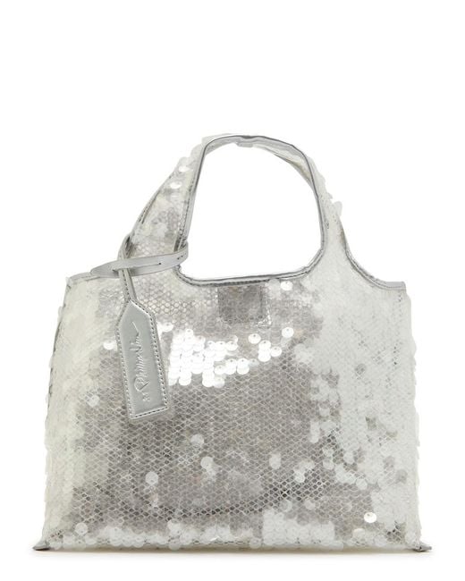 3.1 Phillip Lim Gray Mini Market Sequin-Embellished Mesh Tote Bag