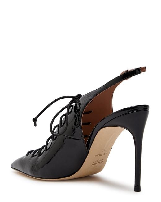 Malone Souliers Black Alia 90 Patent Leather Slingback Pumps