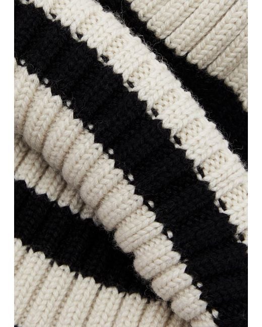 Totême  Black Totême Striped Ribbed Wool Beanie