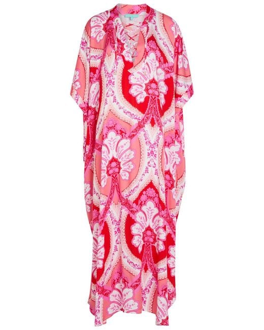 Melissa Odabash Red Carlotte Printed Woven Maxi Dress
