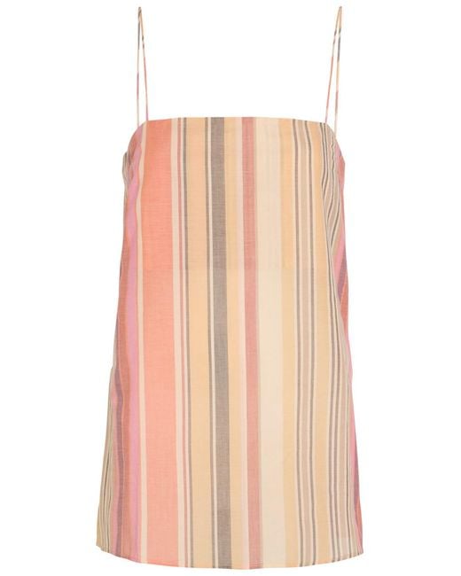 Faithfull The Brand Pink Aina Striped Cotton Top