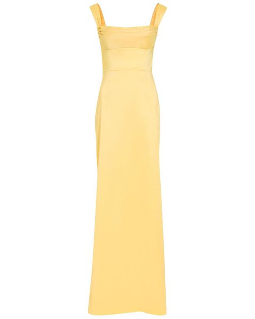 Rebecca Vallance Yellow Mandy Pleated Slubbed-Poplin Maxi Dress