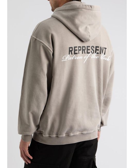 Represent Gray Patron Of The Club Hooded Cotton Sweatshirt for men
