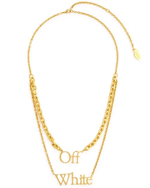 Off-White c/o Virgil Abloh Metallic Off- Logo Layered Chain Necklace