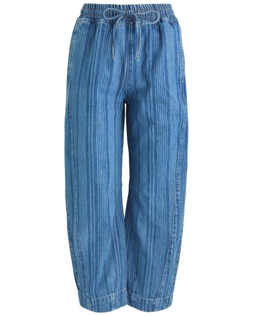 Damson Madder Blue Felix Striped Barrel-Leg Jeans