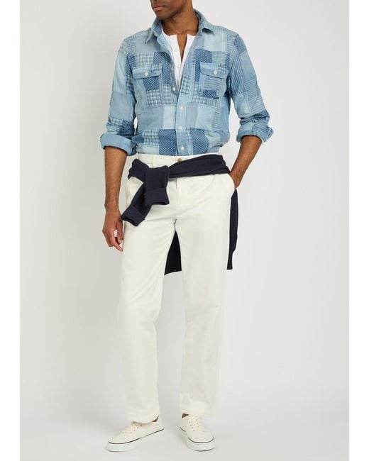 Polo Ralph Lauren Blue Patchwork Design Cotton Shirt for men